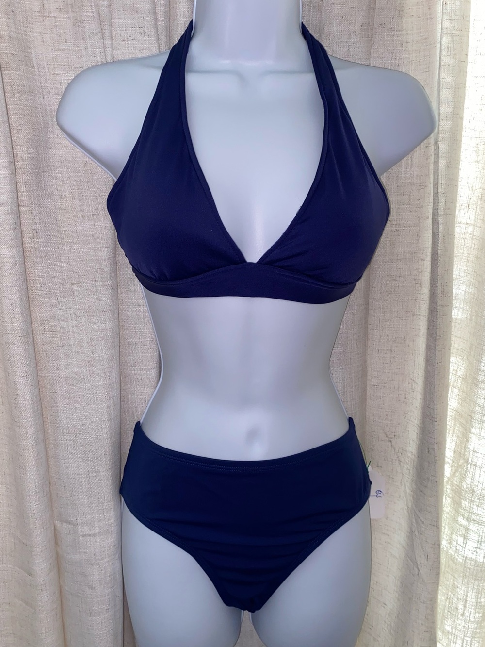 Vintage Jag Sport Navy Blue Halter Bikini Two-Piece Set - Picture 1 of 8